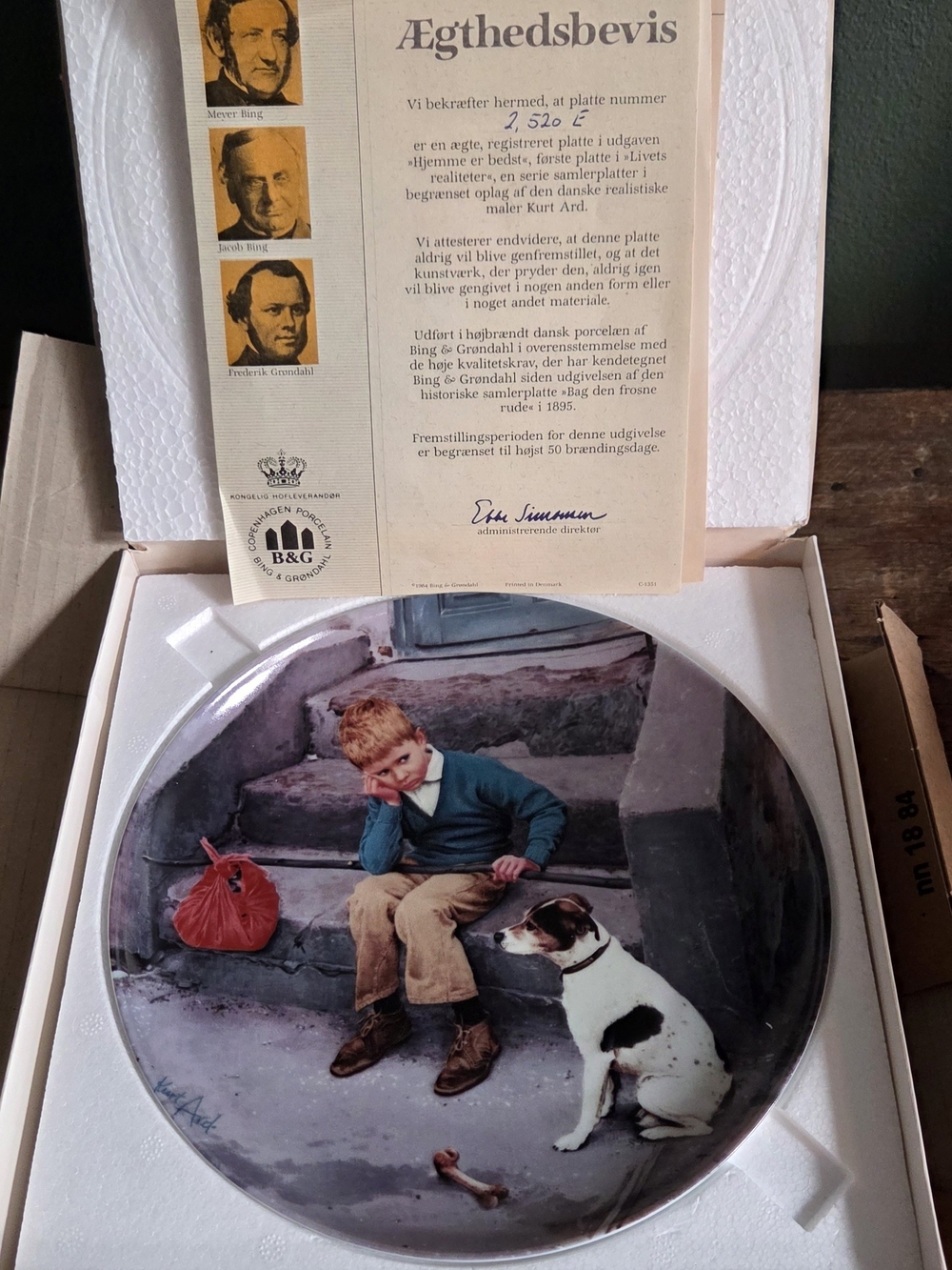 Norman Rockwell Boy with Dog Art Plate in Blue, Brown, White